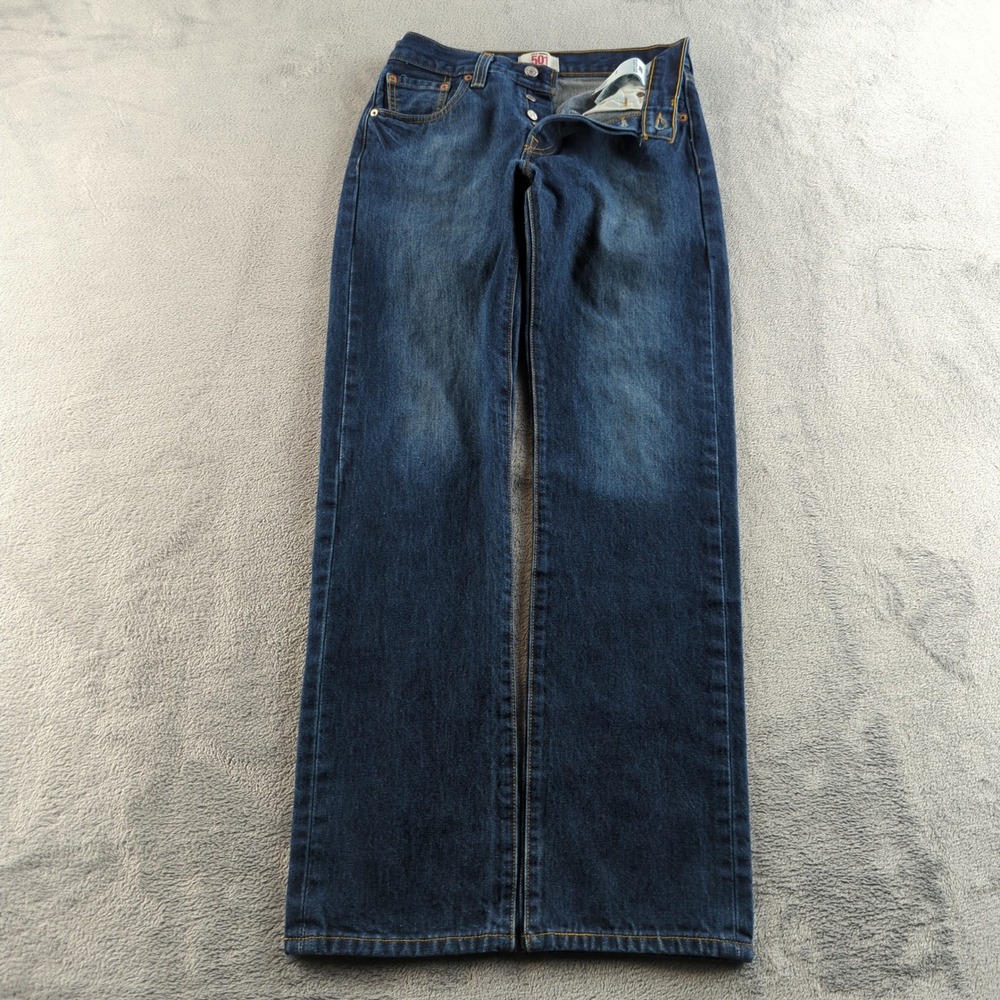 Levis 501 Jeans Mens 29x32 (Fits 27x32) Blue Dark Wash Faded Straight Button Fly